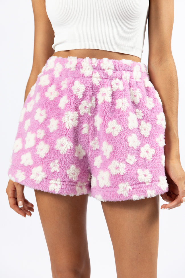 Front Runner Purple Floral Sherpa Pull On Shorts FINAL SALE