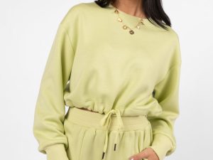 Only One Lime Drawstring Hem Pullover FINAL SALE