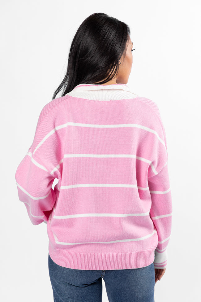 Imagine That Pink Striped Collared Sweater - Image 5