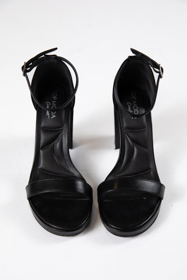 Shivani Black Leather Heels FINAL SALE - Image 4