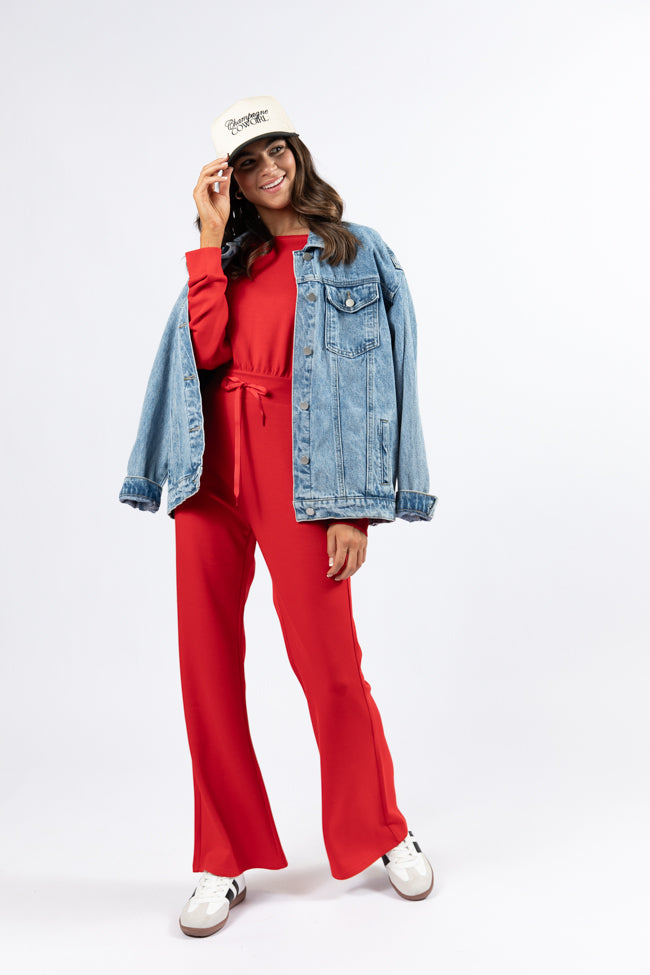 Wear It Out Red Boat Neck Jumpsuit FINAL SALE - Image 2