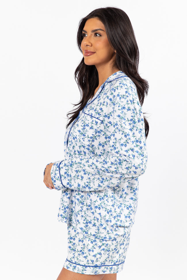 Under The Stars Blue Floral Pajama Top FINAL SALE - Image 5