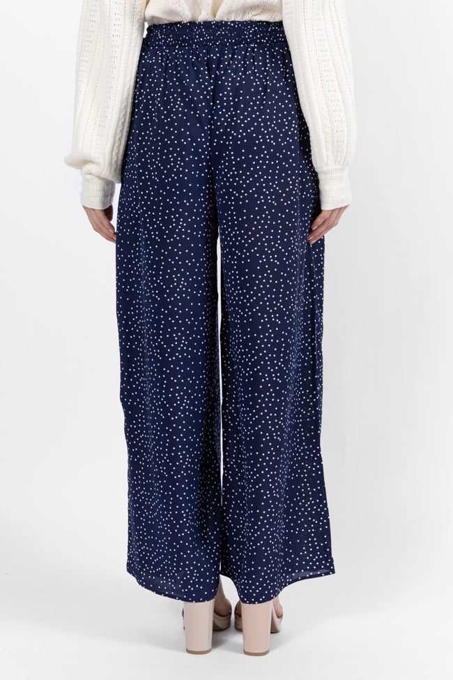 Over The Blues Navy Polka Dot Belted Wide Leg Pants FINAL SALE - Image 5
