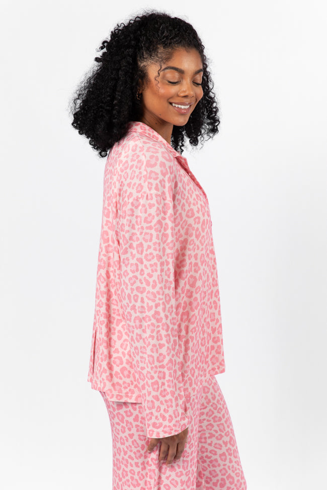 Sweet Dreams Pink Leopard Pajama Long Sleeve Top FINAL SALE - Image 3