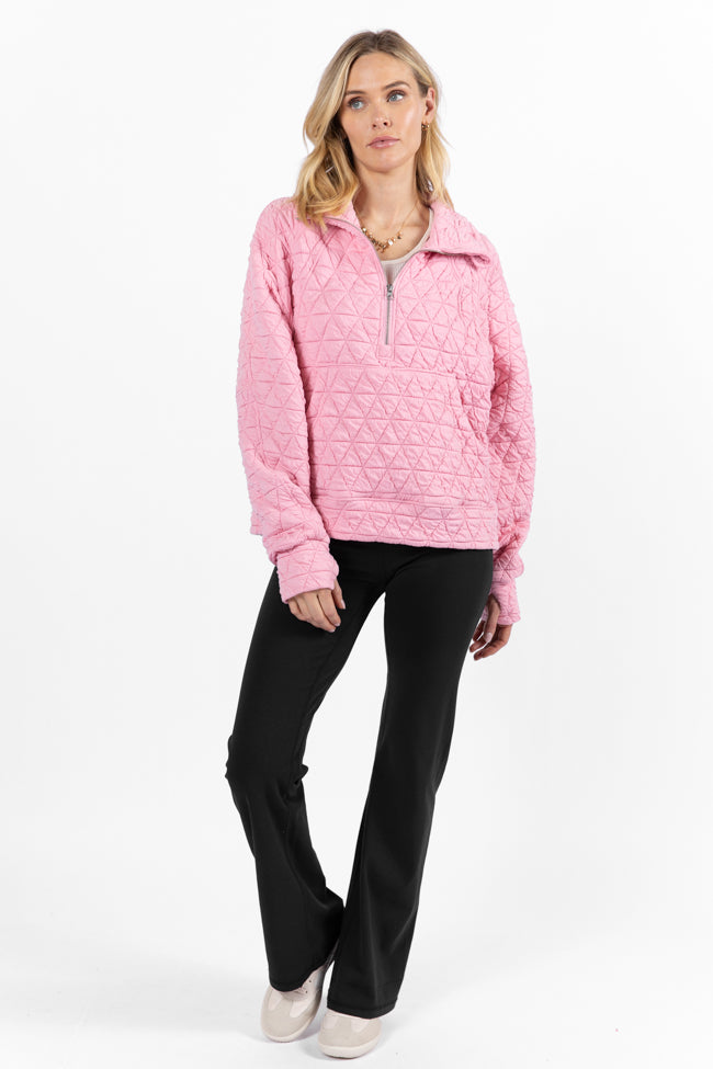 Love Is Everything Pink Quilted Quarter Zip Pullover FINAL SALE - Image 2