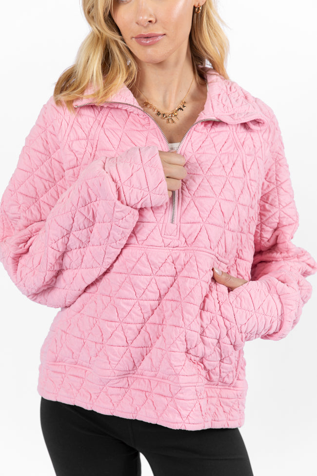 Love Is Everything Pink Quilted Quarter Zip Pullover FINAL SALE - Image 3