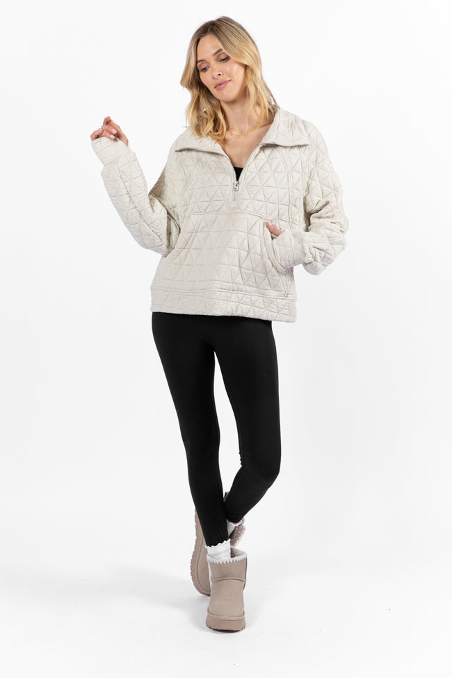 Love Is Everything Ivory Quilted Quarter Zip Pullover FINAL SALE - Image 2