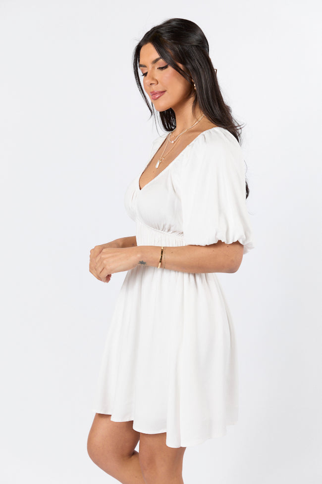 When In Paradise White Solid Mini Dress FINAL SALE - Image 4