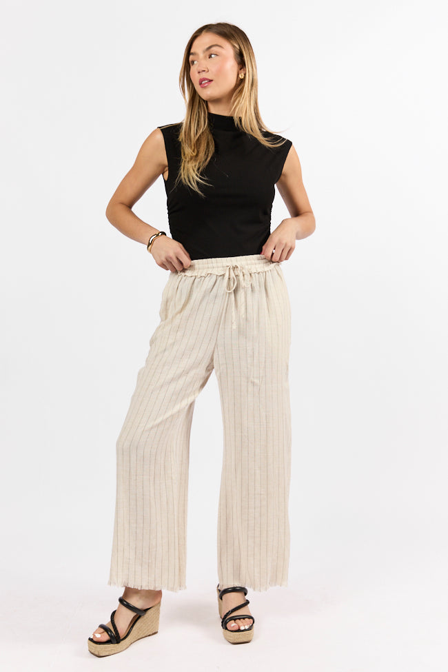 Full Sail Beige Linen Blend Striped Pants FINAL SALE