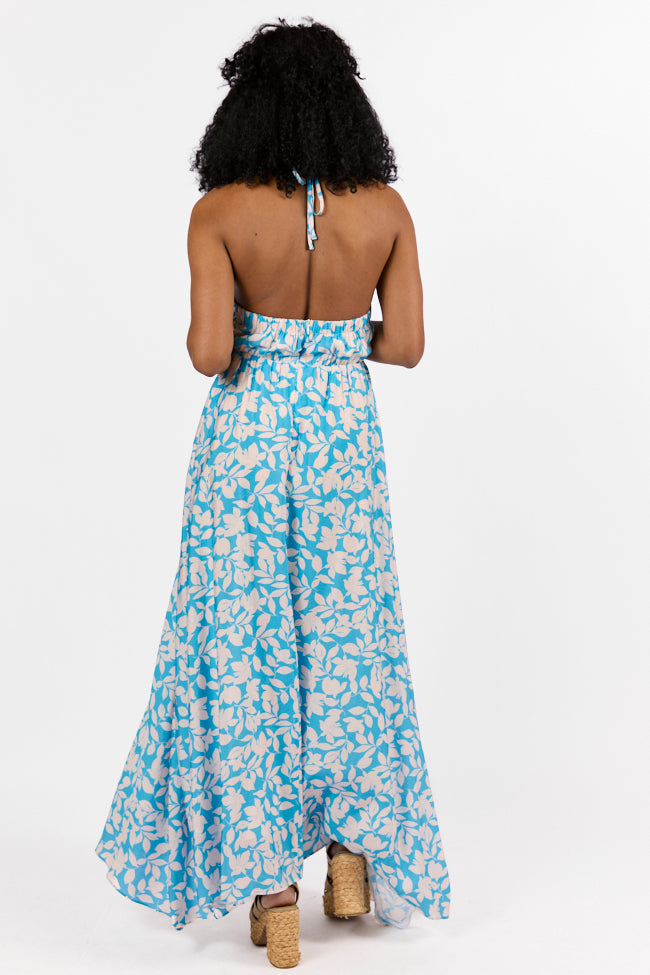 Golden Days Blue Halter Neck Printed Maxi Dress FINAL SALE - Image 7