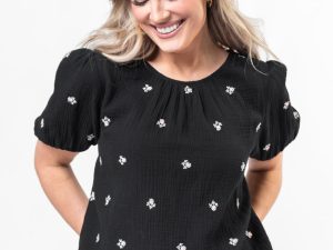 Endless Charm Black Floral Embroidered Gauze Blouse FINAL SALE