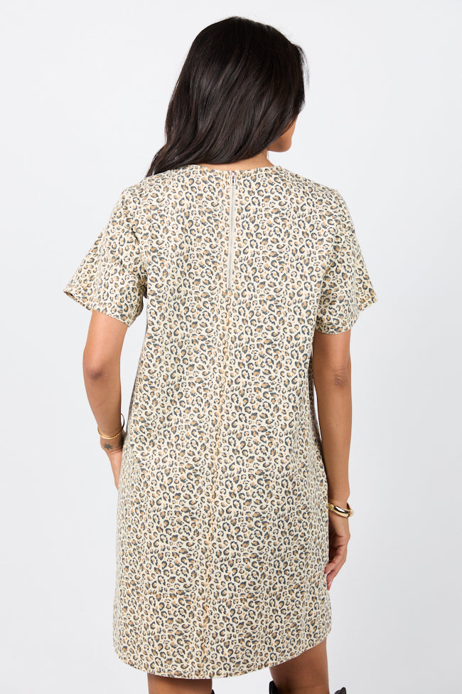 Wild Nights Tan Leopard Print Shift Dress FINAL SALE - Image 6