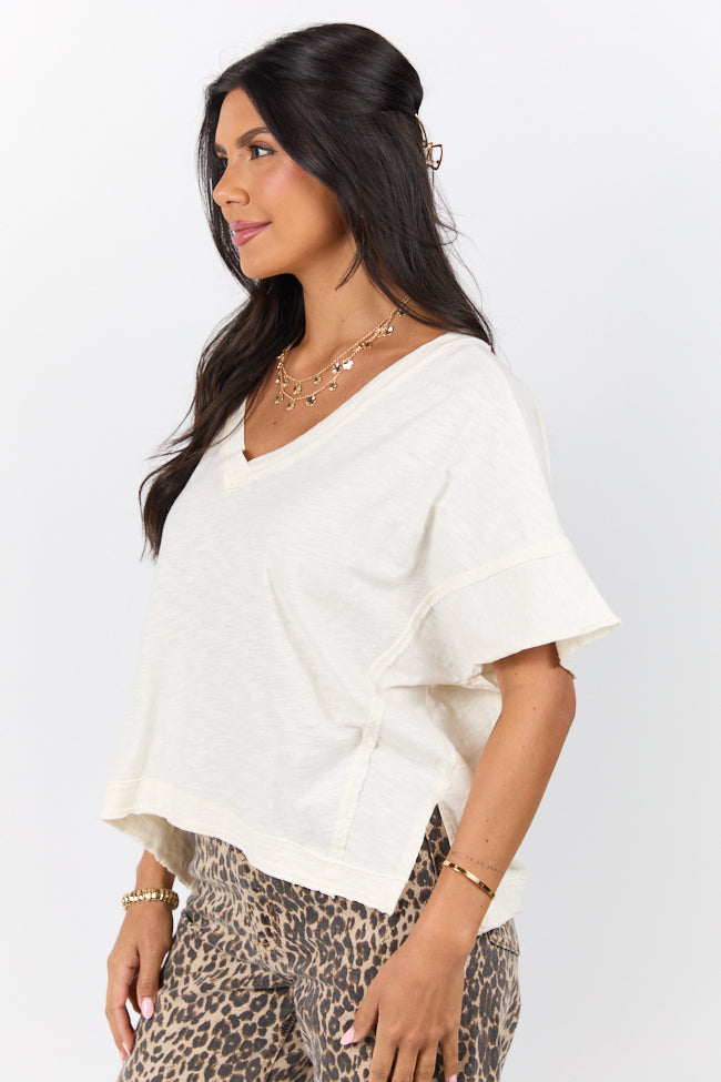 Rooted Essential Cream V-Neck Tee FINAL SALE - Image 3