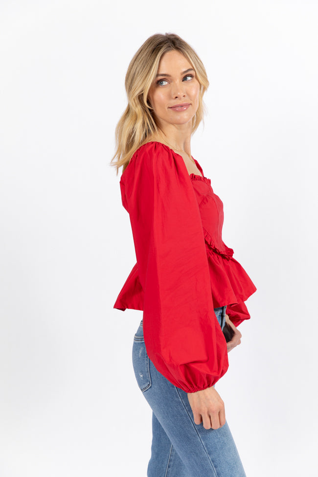 I Heart You Red Heart Shape Woven Blouse FINAL SALE - Image 3