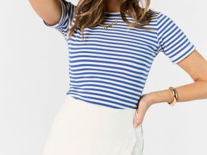 In Reach Navy Ribbed Knit Stripe Tee FINAL SALE