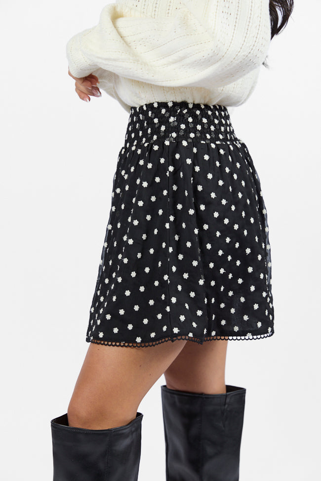 Through The Garden Black Floral Eyelet Trim Mini Skort FINAL SALE - Image 4