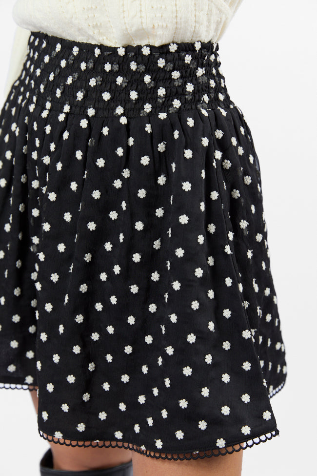 Through The Garden Black Floral Eyelet Trim Mini Skort FINAL SALE - Image 3