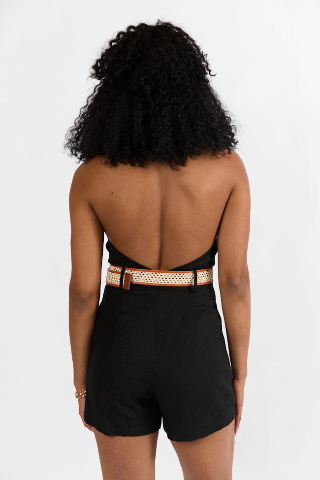 Five Star Black Collared Romper With Belt Detail FINAL SALE - Image 7