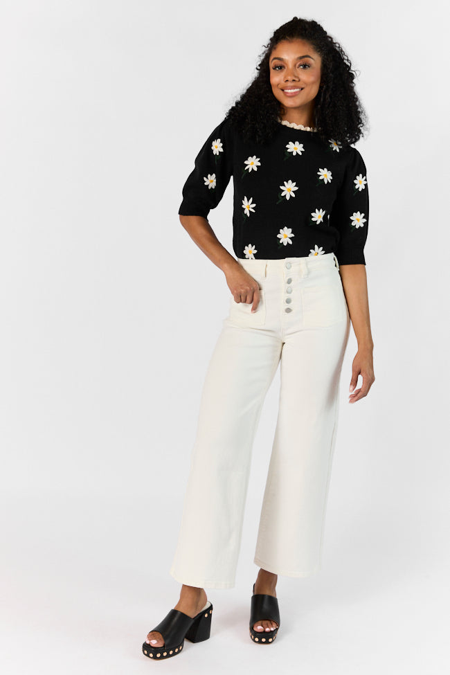 Sutton White Wide Leg Patch Pocket Jeans FINAL SALE - Image 2