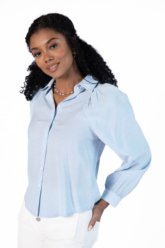 Basic Foundation Blue Button Down Blouse FINAL SALE - Image 3