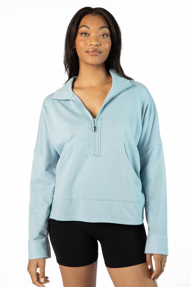 Maggie Blue Quarter Zip Sweatshirt FINAL SALE