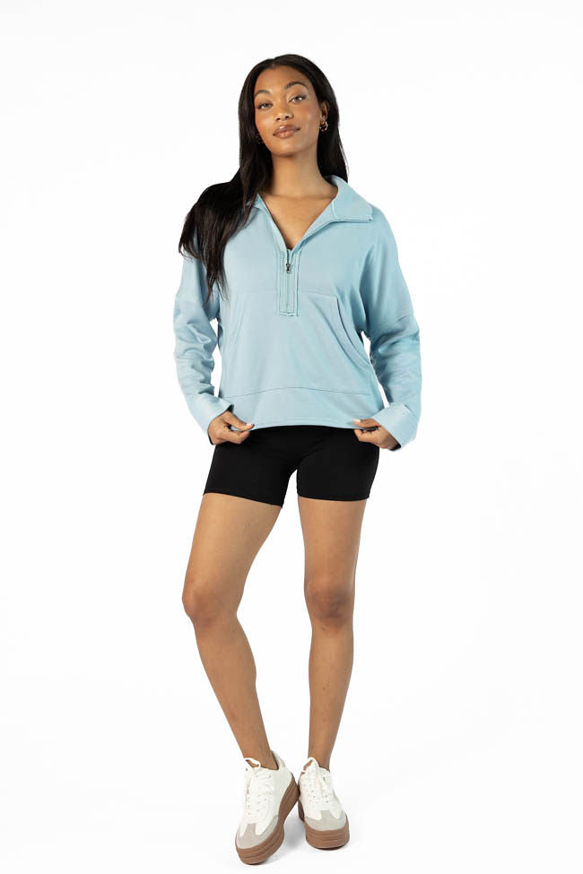 Maggie Blue Quarter Zip Sweatshirt FINAL SALE - Image 2