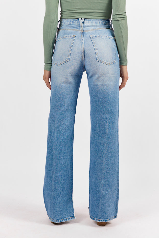 Emily Light Wash 90s Flare Split Hem Wide Leg Jeans FINAL SALE - Image 4