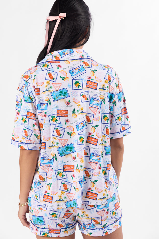 Under the Stars Postcards Short Sleeve Pajama Top FINAL SALE - Image 9