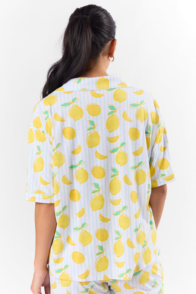 Under the Stars Lemon Print Short Sleeve Pajama Top FINAL SALE - Image 6