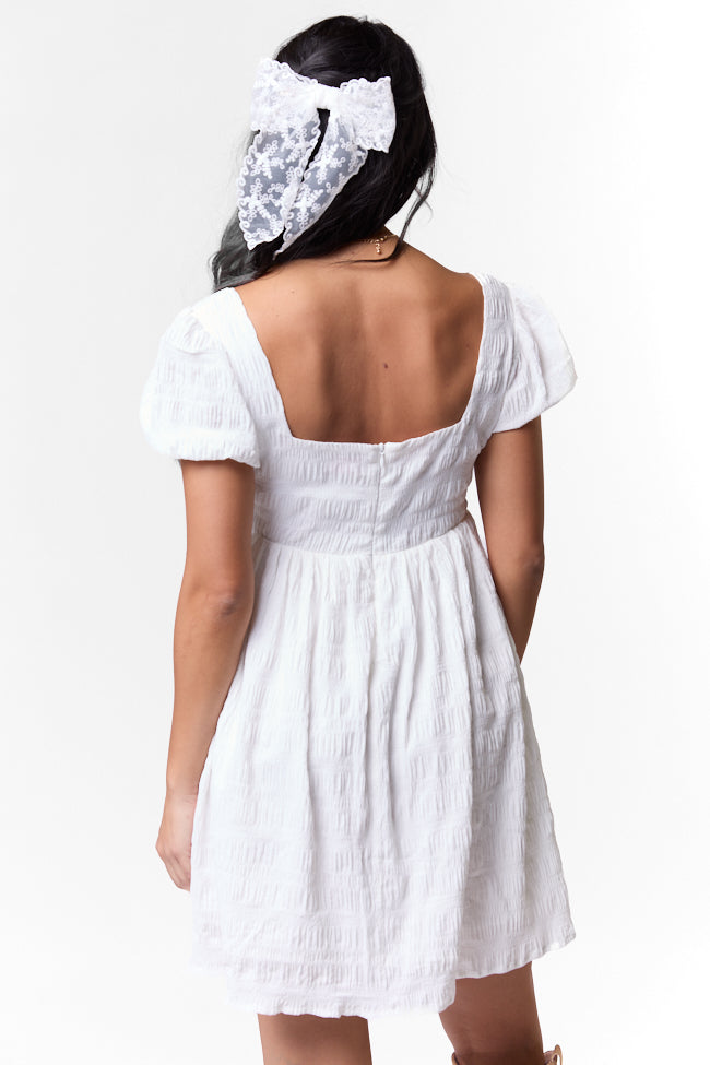 Breezing By Ivory Textured Square Neck Mini Dress FINAL SALE - Image 6