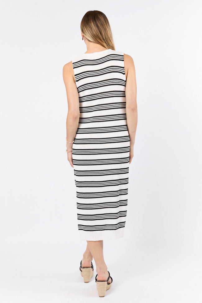 Endless Coastline Black and Ivory Striped Knit Sweater Dress FINAL SALE - Image 5