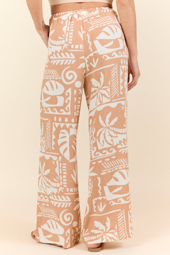 Island Escape Taupe Printed Pull On Pants FINAL SALE - Image 5
