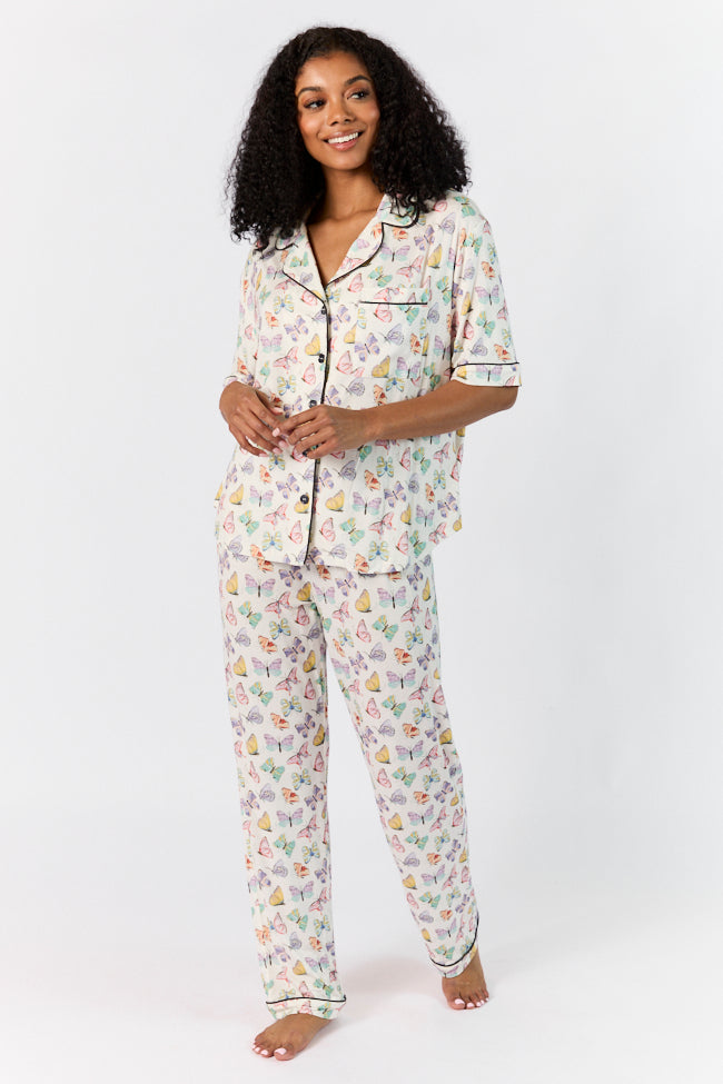 Good To Get Away Butterfly Short Sleeve Pajama Top FINAL SALE - Image 2