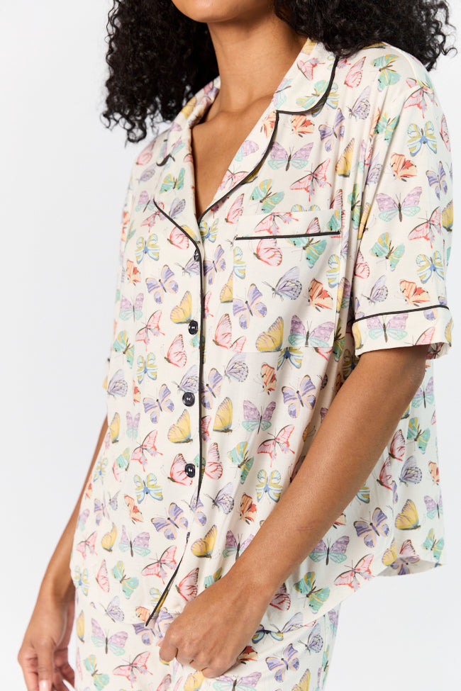 Good To Get Away Butterfly Short Sleeve Pajama Top FINAL SALE - Image 3