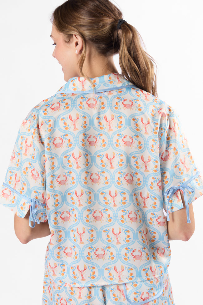 Rest Up In The Cutest Catch Satin Pajama Top FINAL SALE - Image 6
