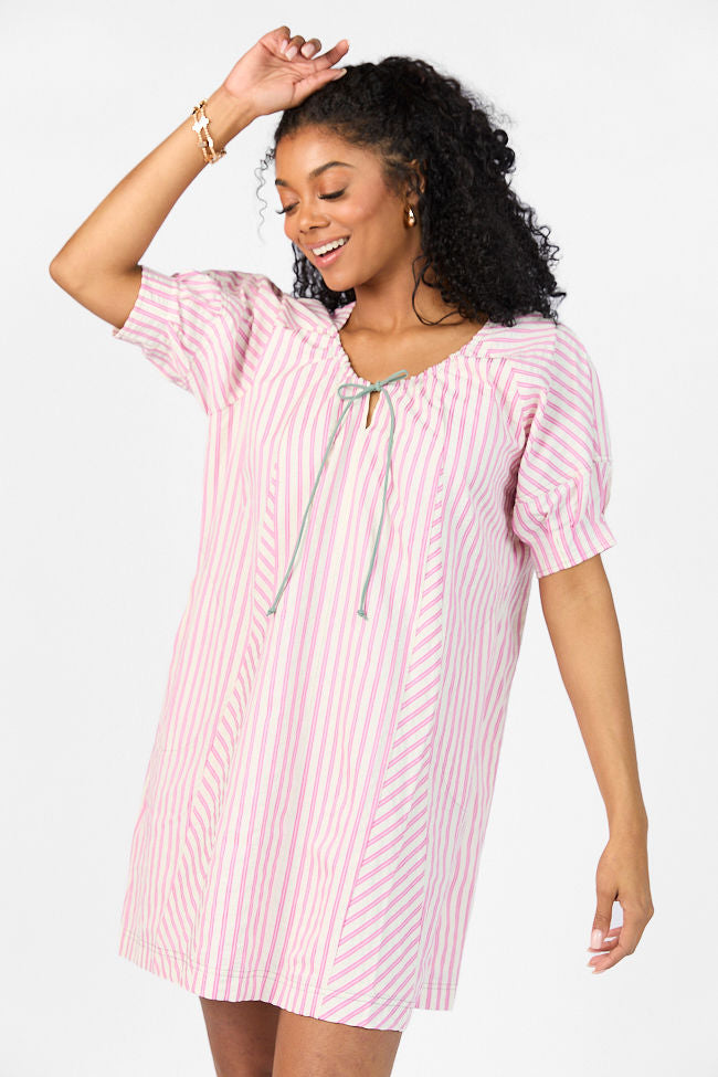 Set Free Pink Striped Panel Mini Dress FINAL SALE - Image 3
