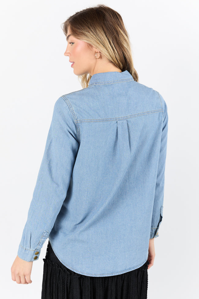 Gussied Up Yoke Detail Chambray Button Down Shirt FINAL SALE - Image 6