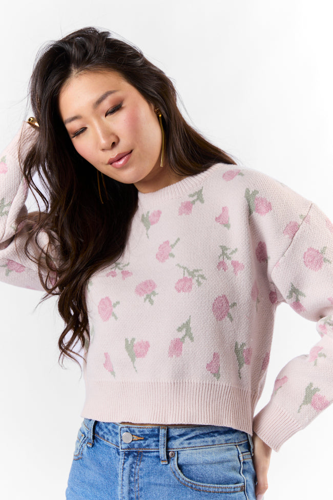 Grand Measures Light Pink Floral Sweater FINAL SALE