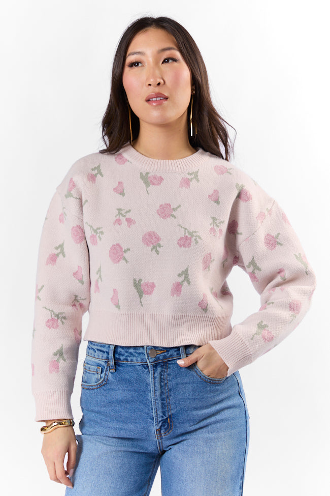 Grand Measures Light Pink Floral Sweater FINAL SALE - Image 2