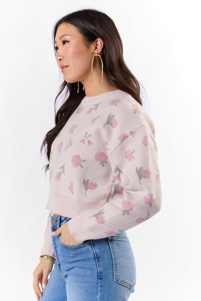 Grand Measures Light Pink Floral Sweater FINAL SALE - Image 4