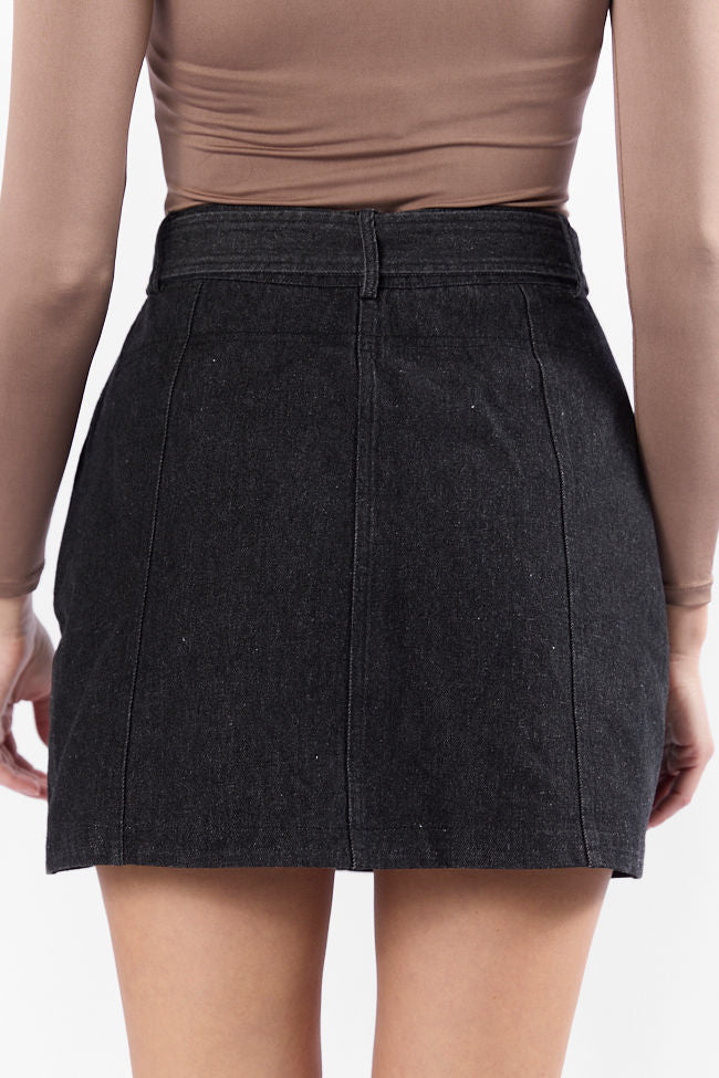 Just To See You Smile Black Western Belted Denim Skirt FINAL SALE - Image 6