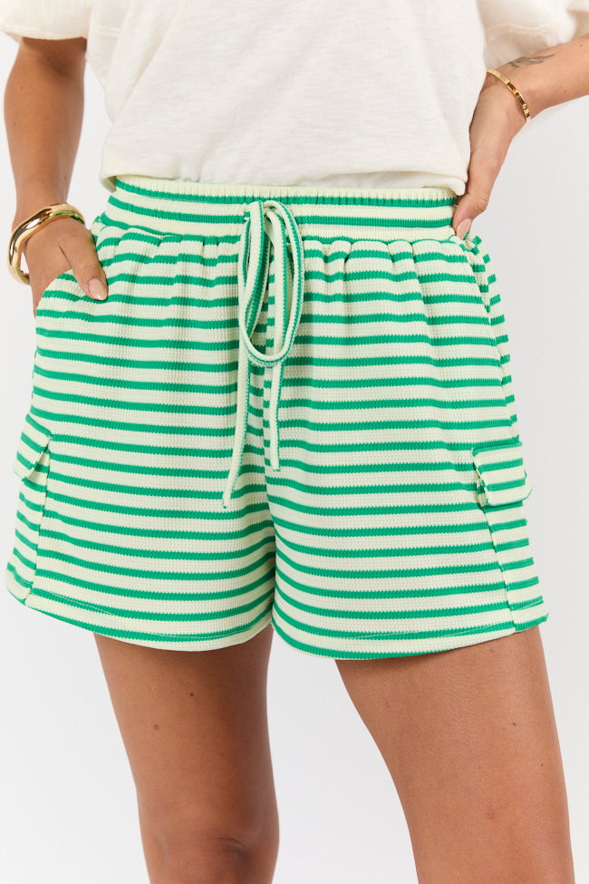 I Belong Green Striped Ribbed Knit Shorts FINAL SALE