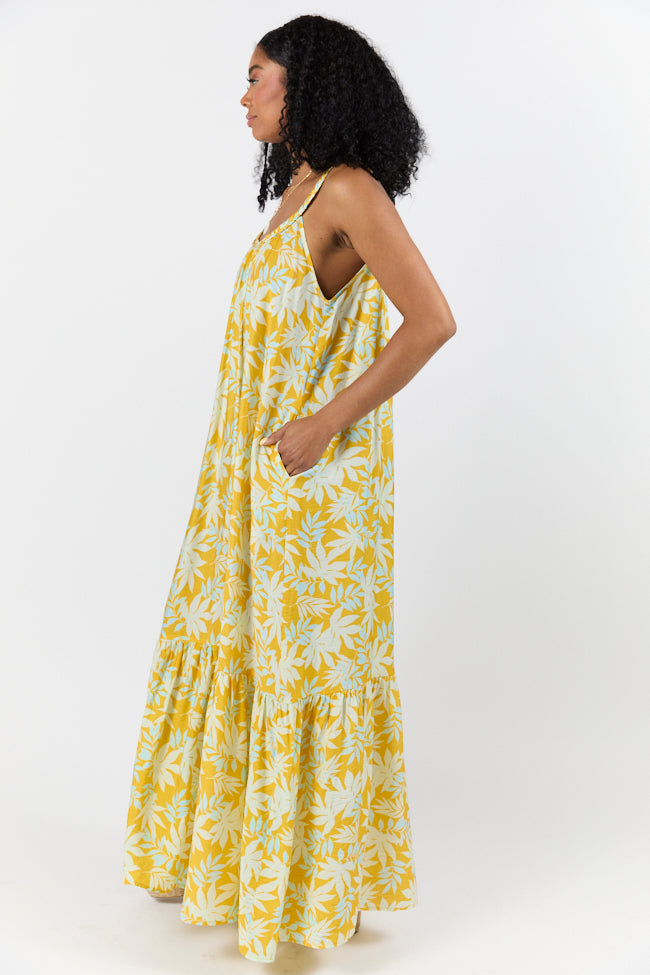 Painting The Sky Yellow Leaf Print Maxi Dress FINAL SALE - Image 5