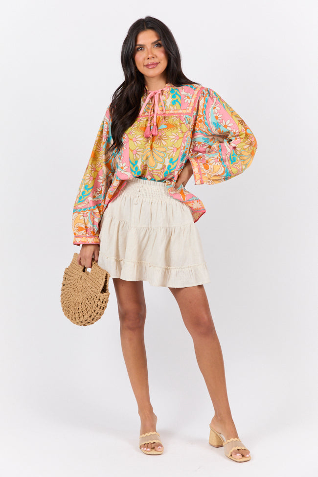 Mosaic Gardens Purple Printed Long Sleeve Blouse FINAL SALE - Image 3