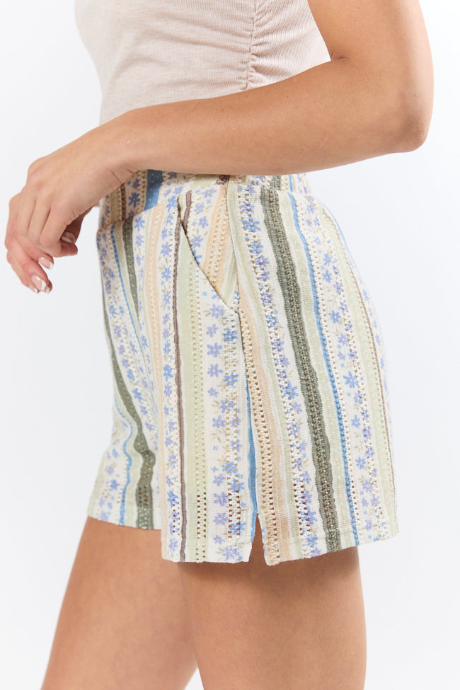 Lovely Lagoons Blue and Green Knit Crochet Shorts FINAL SALE - Image 2