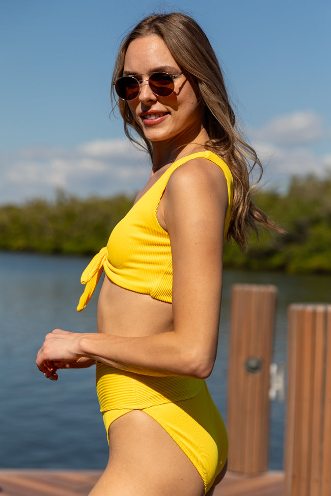 Living The Life Yellow Front Tie Ribbed Bikini Top FINAL SALE - Image 4