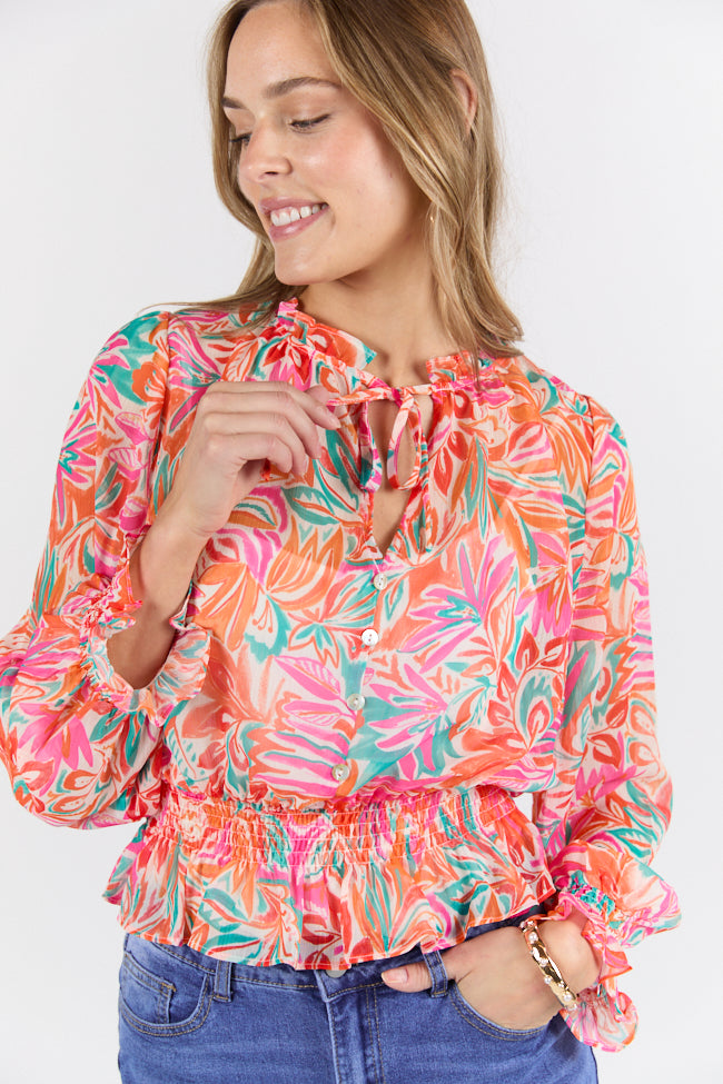 Take Me To The Tropics Multi Print Blouse With Cami Lining FINAL SALE - Image 2