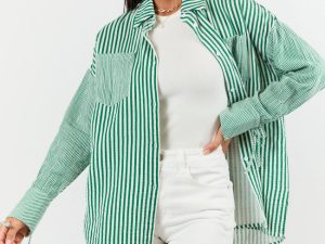 Daybreak Dreams Green Gauze Multi Stripe Button Down Top FINAL SALE
