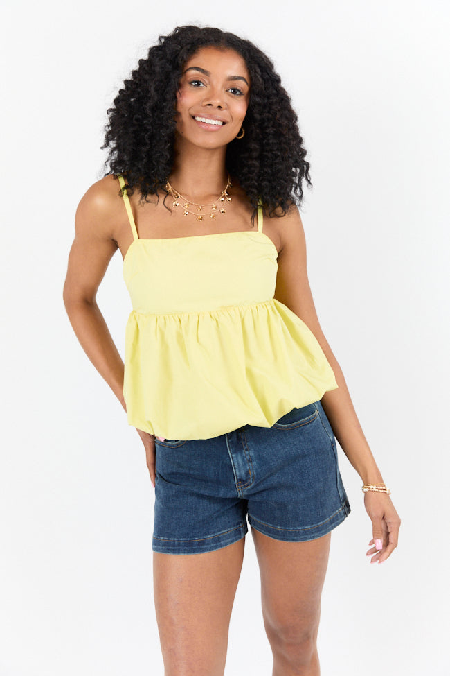 Pinky Promise Yellow Bubble Hem Tank FINAL SALE