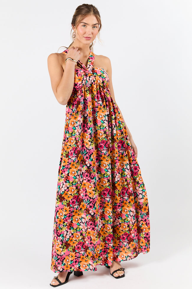 Waterside Elegance Multi Floral Halter Neck Maxi Dress FINAL SALE - Image 2